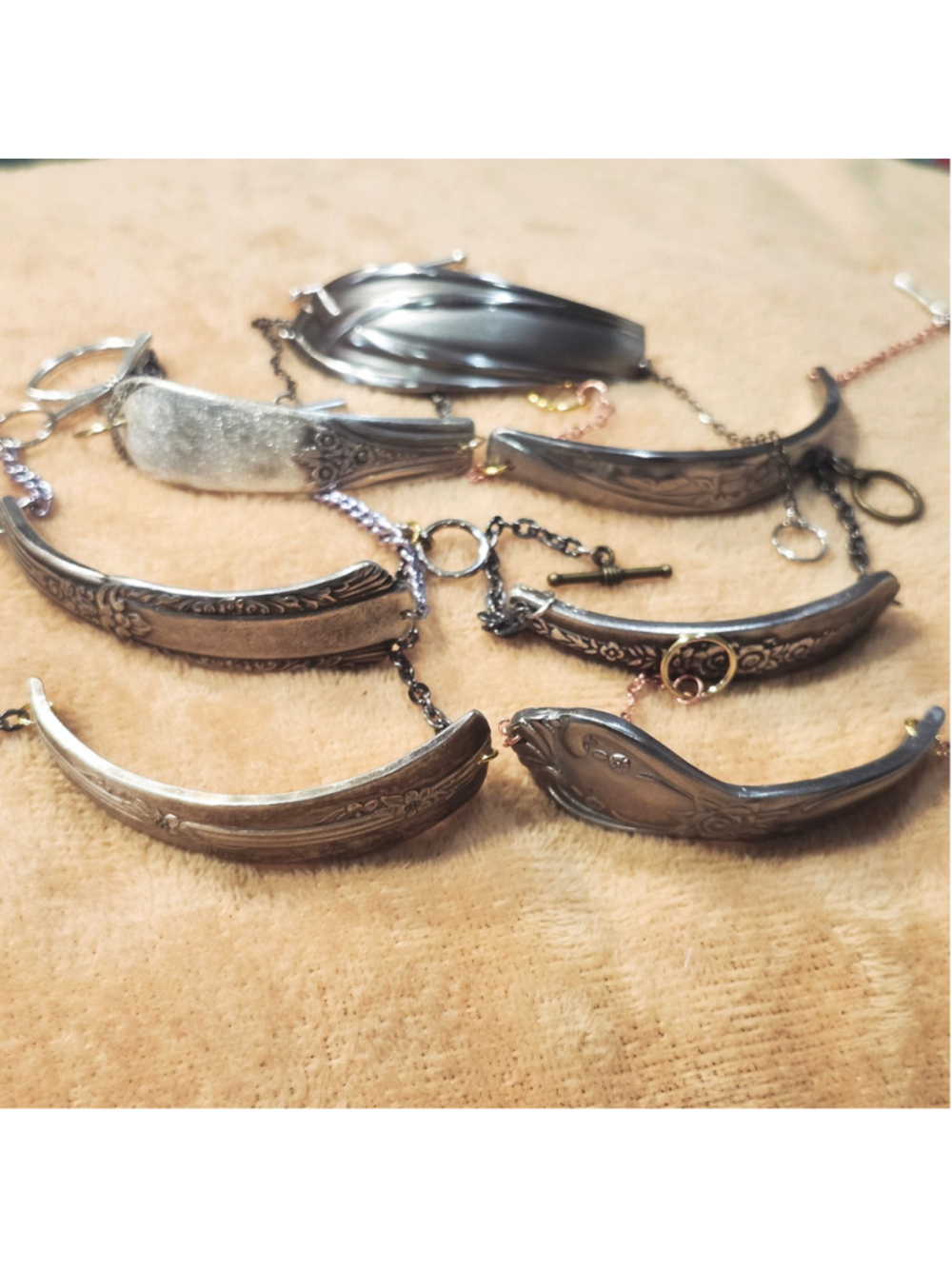 Lot of 7 Silver Plated and Stainless steel Silverwear Bracelets